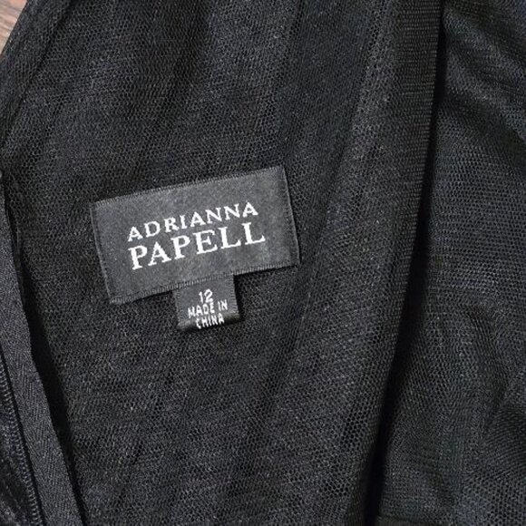 Adrianna Papell Black Tiered Formal Dress SZ 12 - Picture 5 of 7